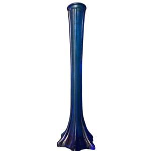 Vintage 12 Inch Tall Cobalt Blue Bud Vase Vintage Handblown